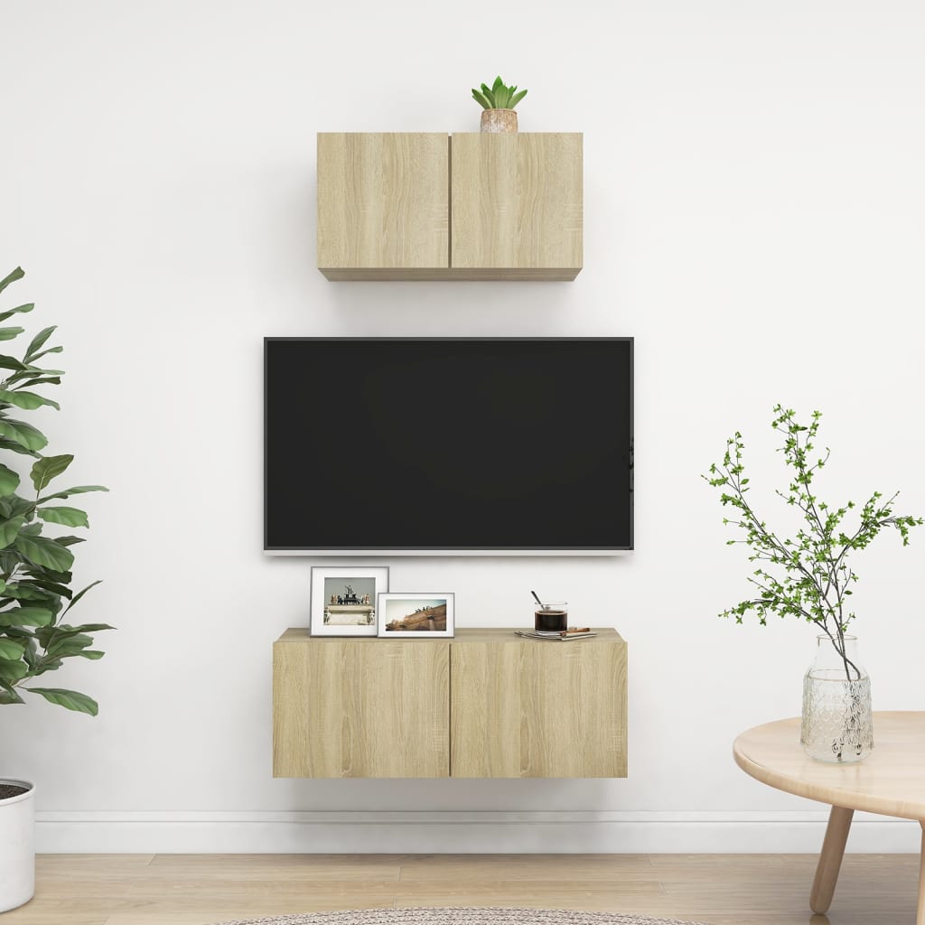 Tv Cabinets 3 Pcs Engineered Wood