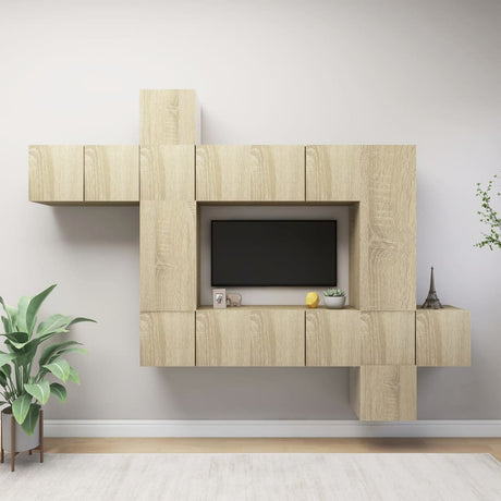 9 Piece Tv Cabinet Set Engineered Wood