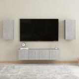 4 Piece Tv Cabinet Set Wall-Mounted Engineered Wood,  Tv Stand 80X30X30 Cm Made Of Engineered Wood,  Wall-Mounted Tv Cabinets - 2 Pcs , 30.5X30X90 Cm, Made From Engineered Wood