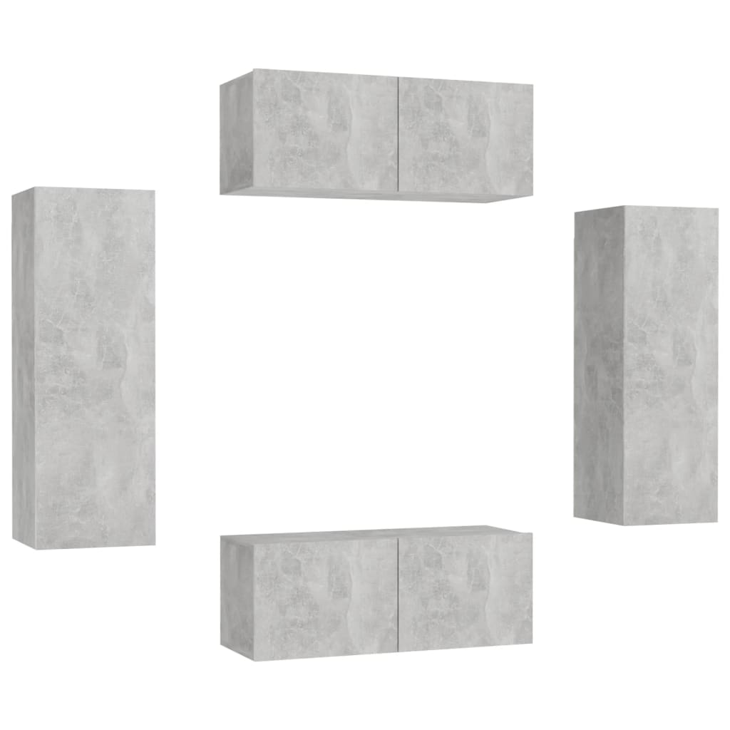 4 Piece Tv Cabinet Set Engineered Wood