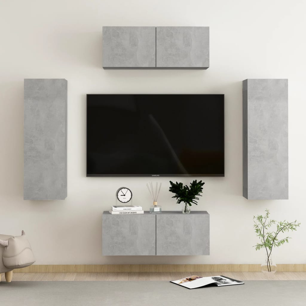 4 Piece Tv Cabinet Set Engineered Wood
