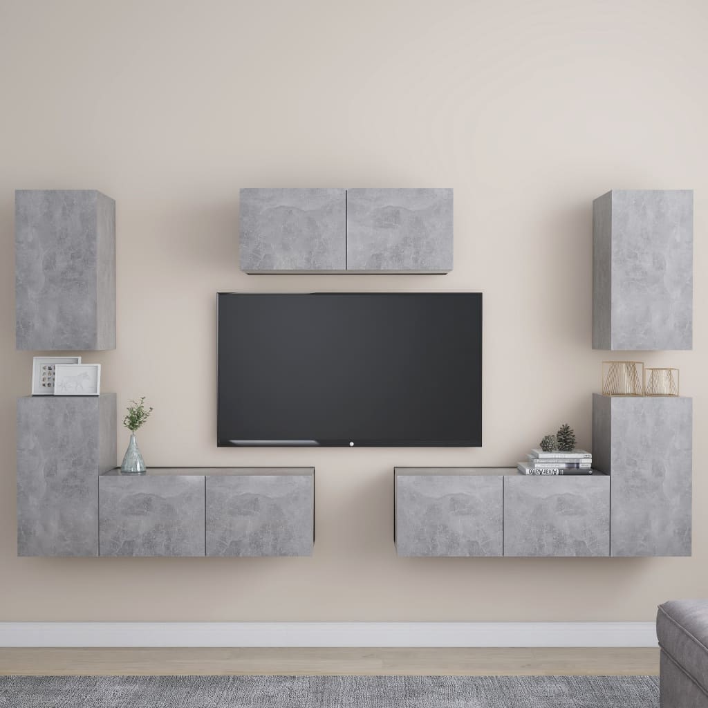 7 Piece Tv Cabinet Set Engineered Wood