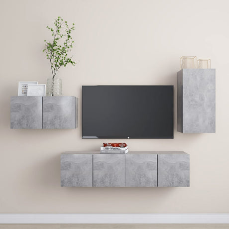 4 Piece Tv Cabinet Set Engineered Wood