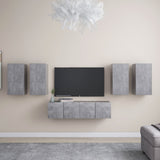 6 Piece Tv Cabinet Set Wall-Mounted Engineered Wood,  Tv Stand 80X30X30 Cm Made Of Engineered Wood,  Wall-Mounted Tv Cabinets - 2 Pcs , 30.5X30X, Made From Engineered Wood
