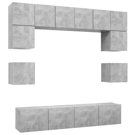 8 Piece Tv Cabinet Set Engineered Wood