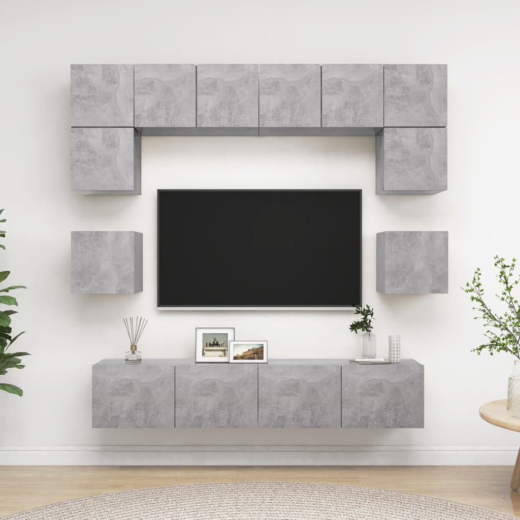 8 Piece Tv Cabinet Set Engineered Wood