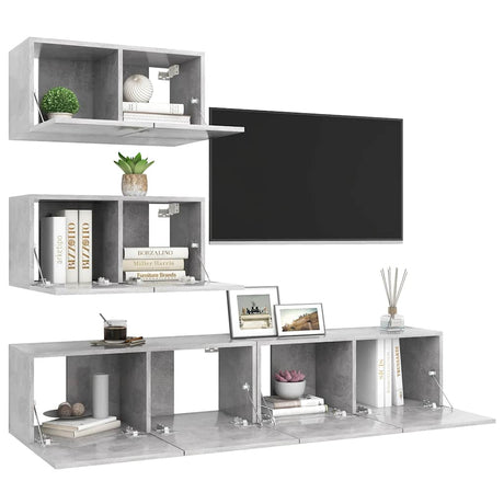 4 Piece Tv Cabinet Set Engineered Wood