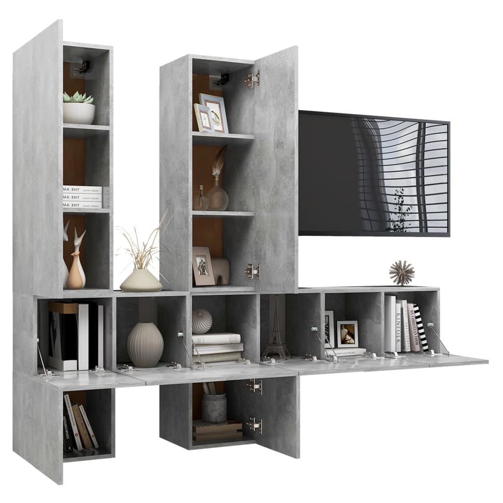 7 Piece Tv Cabinet Set Engineered Wood