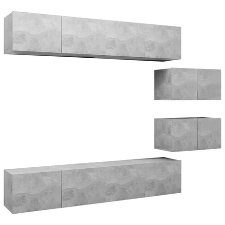 6 Piece Tv Cabinet Set Engineered Wood