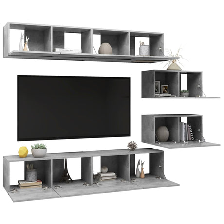 6 Piece Tv Cabinet Set Engineered Wood