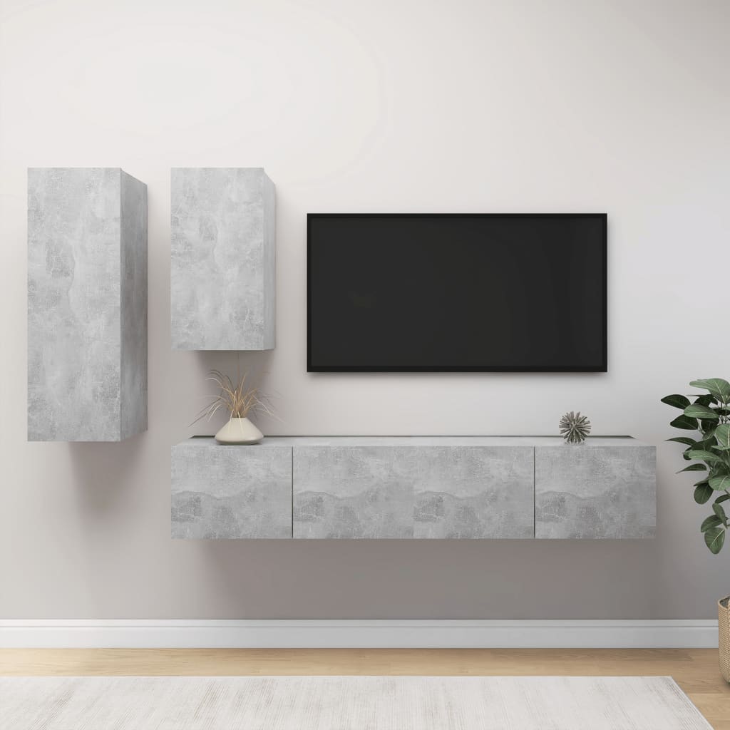 4 Piece Tv Cabinet Set Engineered Wood