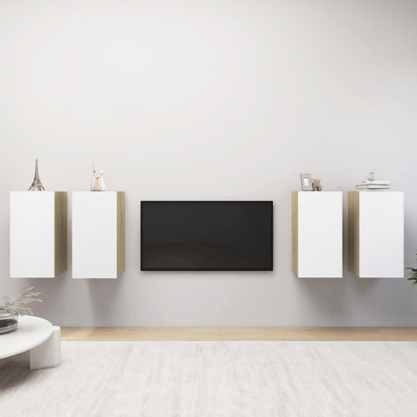4 Piece Tv Cabinet Set 30.5X30X Engineered Wood,  Wall-Mounted Tv Cabinets - 2 Pcs , 30.5X30X, Made From Engineered Wood