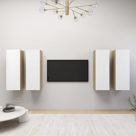 4 Piece Tv Cabinet Set 30.5X30X Engineered Wood,  Wall-Mounted Tv Cabinets - 2 Pcs , 30.5X30X, Made From Engineered Wood