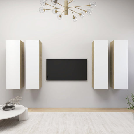 4 Piece Tv Cabinet Set 30.5X30X Engineered Wood,  Wall-Mounted Tv Cabinets - 2 Pcs , 30.5X30X, Made From Engineered Wood