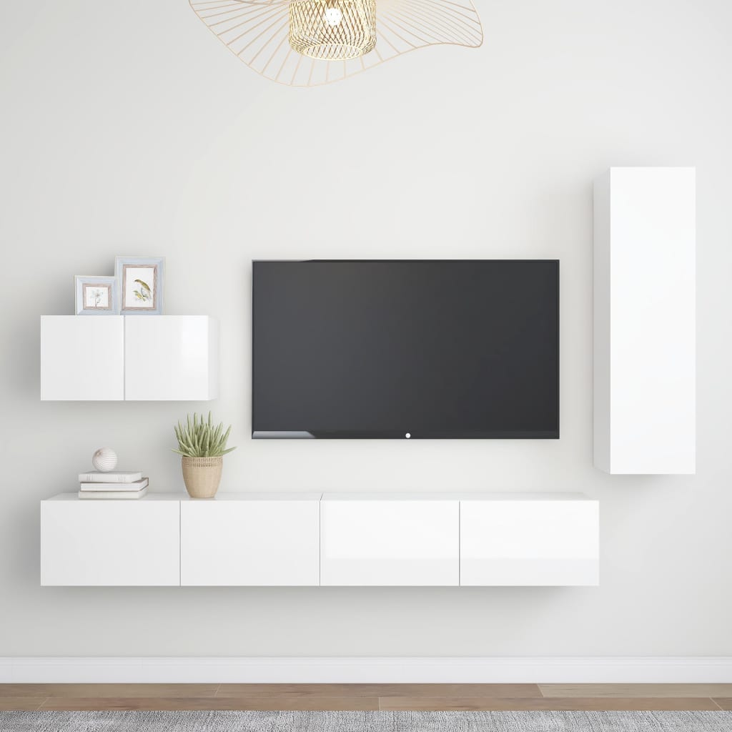 4 Piece Tv Cabinet Set Engineered Wood