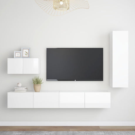 4 Piece Tv Cabinet Set Engineered Wood