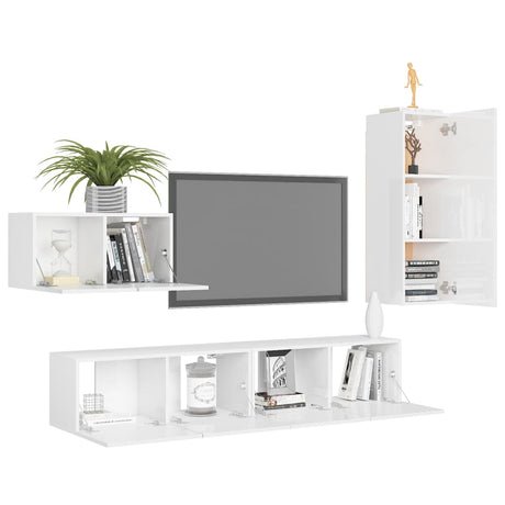 4 Piece Tv Cabinet Set Engineered Wood