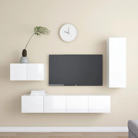 4 Piece Tv Cabinet Set Engineered Wood