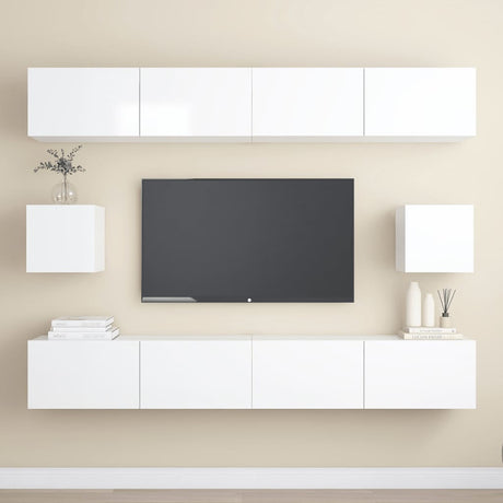 6 Piece Tv Cabinet Set Wall-Mounted Engineered Wood,  Tv Stand 80X30X30 Cm Made Of Engineered Wood,  Wall Mounted Tv Cabinets 2 Pcs 30.5X30X30 Cm