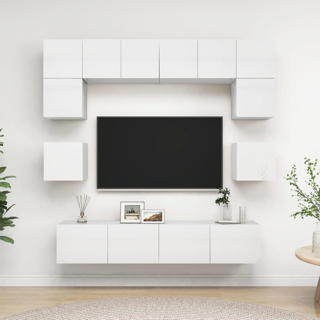 8 Piece Tv Cabinet Set Engineered Wood