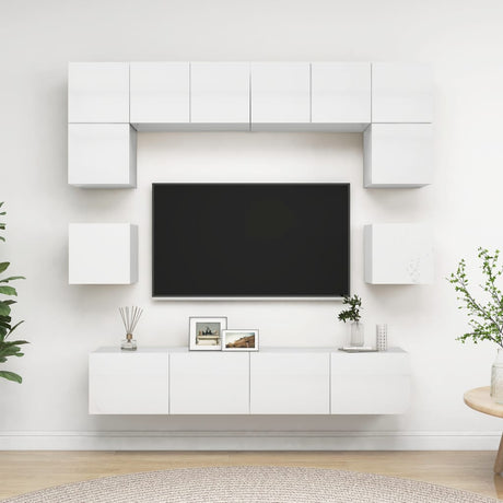 8 Piece Tv Cabinet Set Engineered Wood