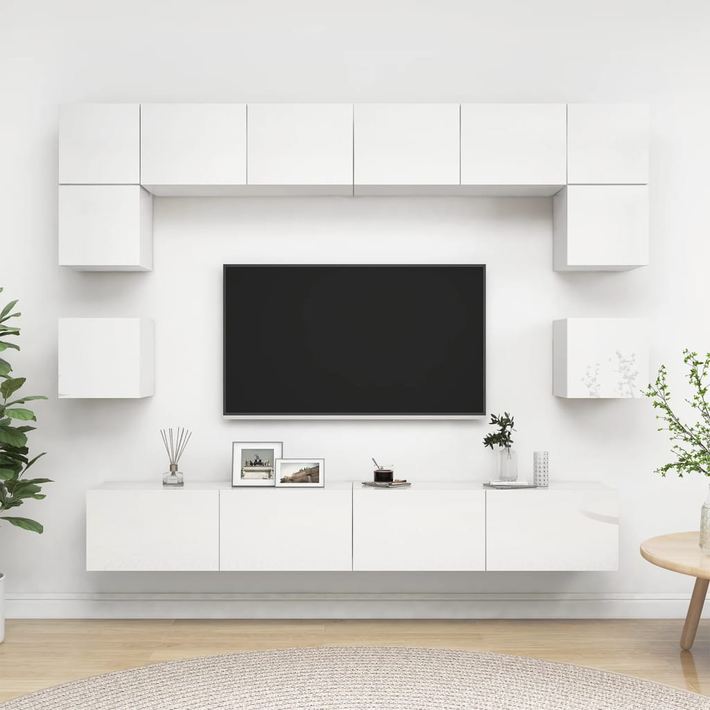 8 Piece Tv Cabinet Set Engineered Wood