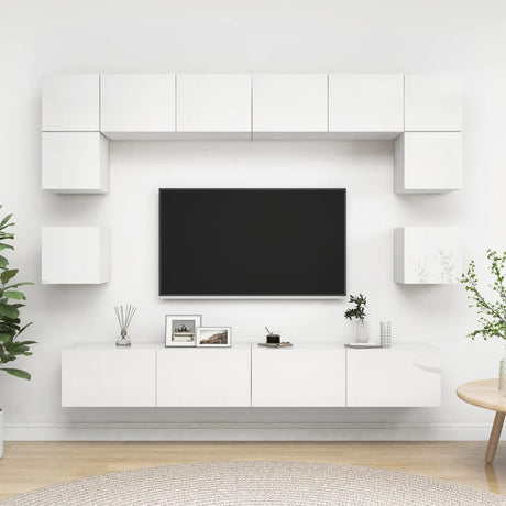 8 Piece Tv Cabinet Set Engineered Wood
