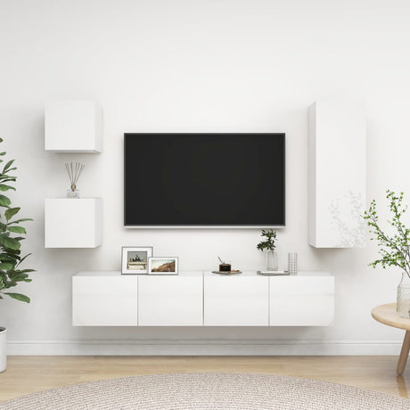 5 Piece Tv Cabinet Set Engineered Wood