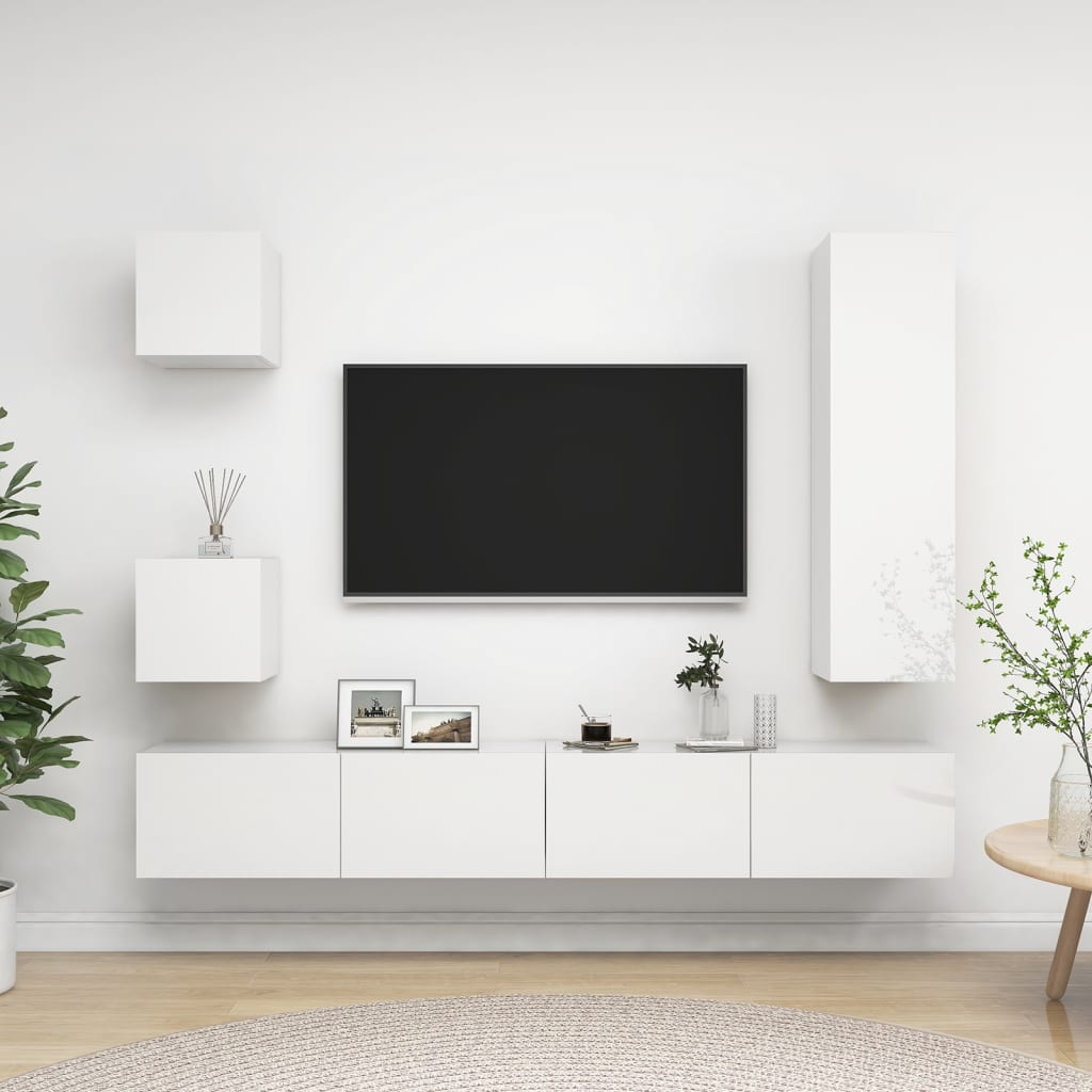 5 Piece Tv Cabinet Set Engineered Wood