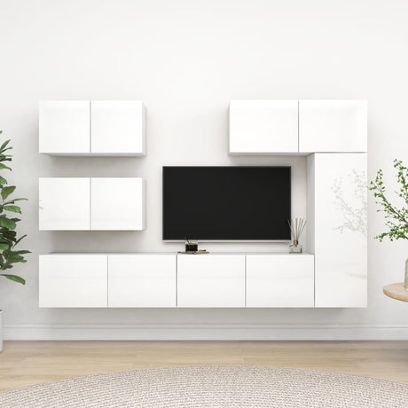 7 Piece Tv Cabinet Set Engineered Wood