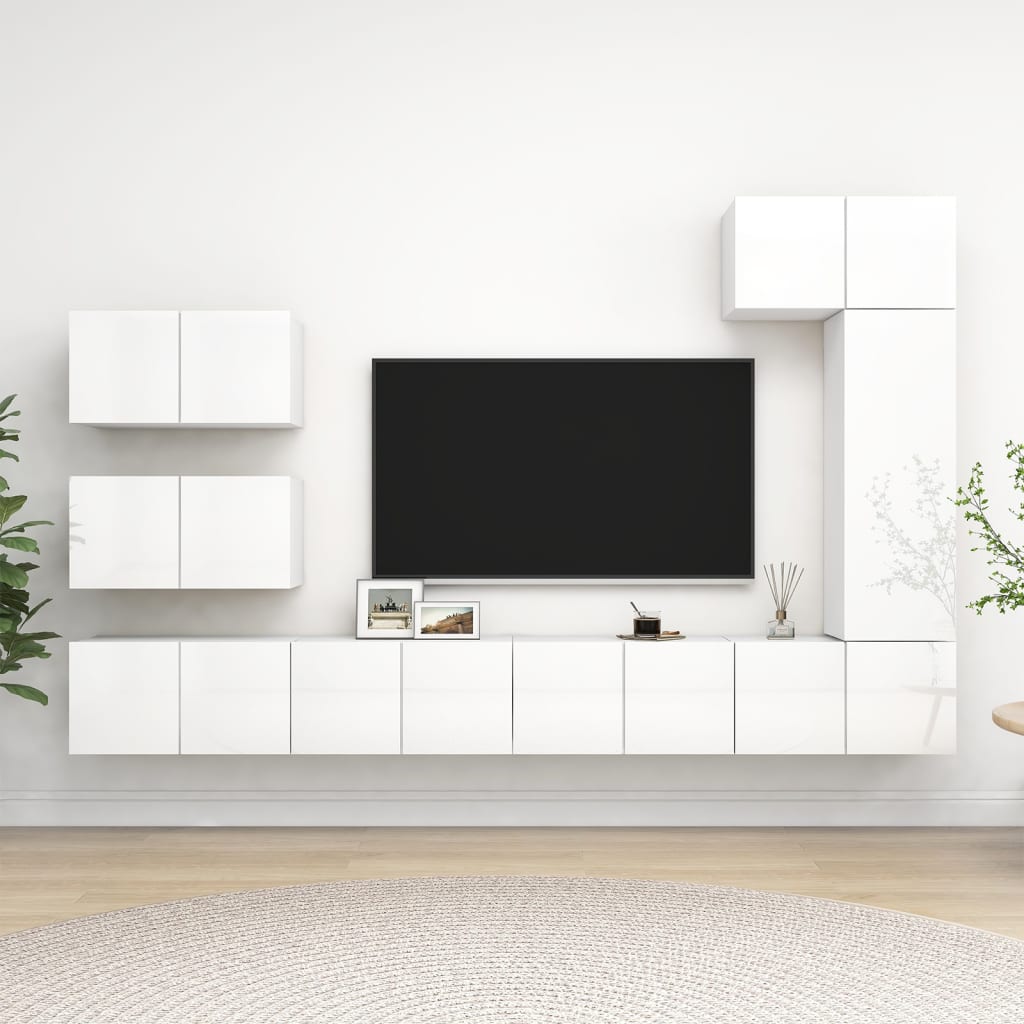 7 Piece Tv Cabinet Set Engineered Wood