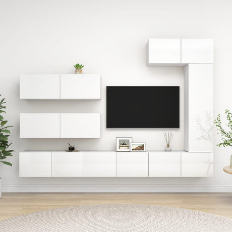 7 Piece Tv Cabinet Set Engineered Wood
