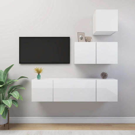 4 Piece Tv Cabinet Set Engineered Wood