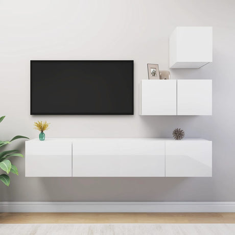4 Piece Tv Cabinet Set Engineered Wood