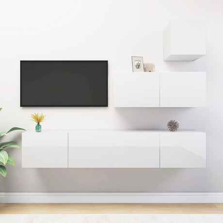 4 Piece Tv Cabinet Set Engineered Wood