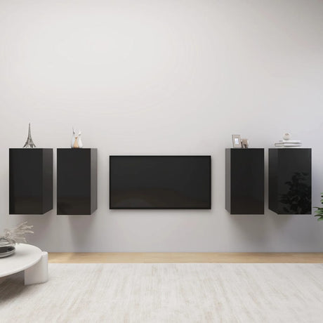 4 Piece Tv Cabinet Set 30.5X30X Engineered Wood,  Wall-Mounted Tv Cabinets - 2 Pcs , 30.5X30X, Made From Engineered Wood