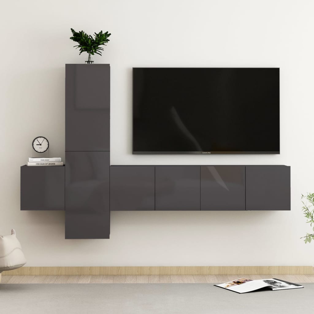 5 Piece Tv Cabinet Set Engineered Wood
