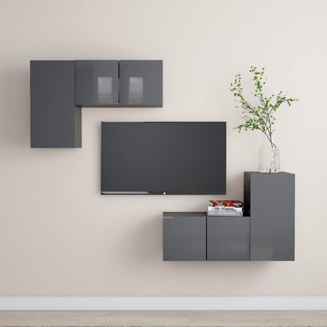 4 Piece Tv Cabinet Set Engineered Wood