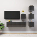 6 Piece Tv Cabinet Set Engineered Wood