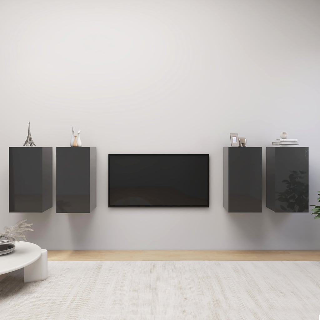 4 Piece Tv Cabinet Set 30.5X30X Engineered Wood,  Wall-Mounted Tv Cabinets - 2 Pcs , 30.5X30X, Made From Engineered Wood