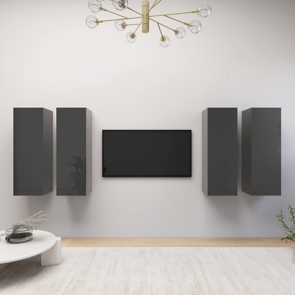 4 Piece Tv Cabinet Set 30.5X30X Engineered Wood,  Wall-Mounted Tv Cabinets - 2 Pcs , 30.5X30X, Made From Engineered Wood