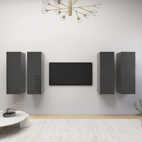 4 Piece Tv Cabinet Set 30.5X30X Engineered Wood,  Wall-Mounted Tv Cabinets - 2 Pcs , 30.5X30X, Made From Engineered Wood