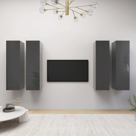 4 Piece Tv Cabinet Set 30.5X30X Engineered Wood,  Wall-Mounted Tv Cabinets - 2 Pcs , 30.5X30X, Made From Engineered Wood