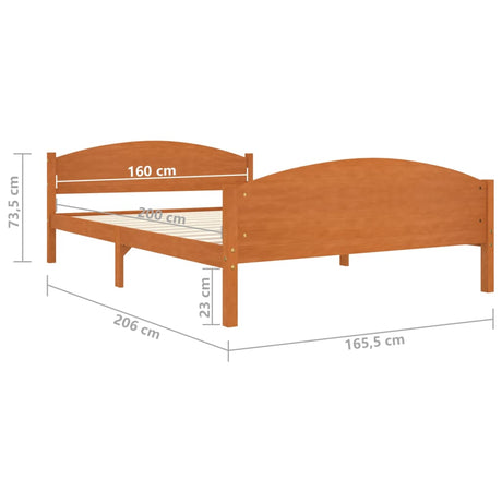 Bed Frame Without Mattress Solid Pine Wood 160X200Cm