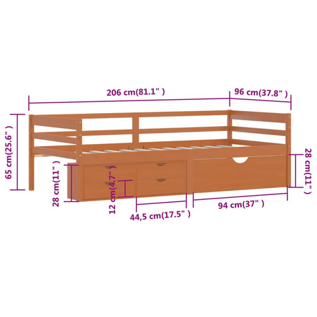 Bed Frame With Storage Without Mattress 90X200 Cm
