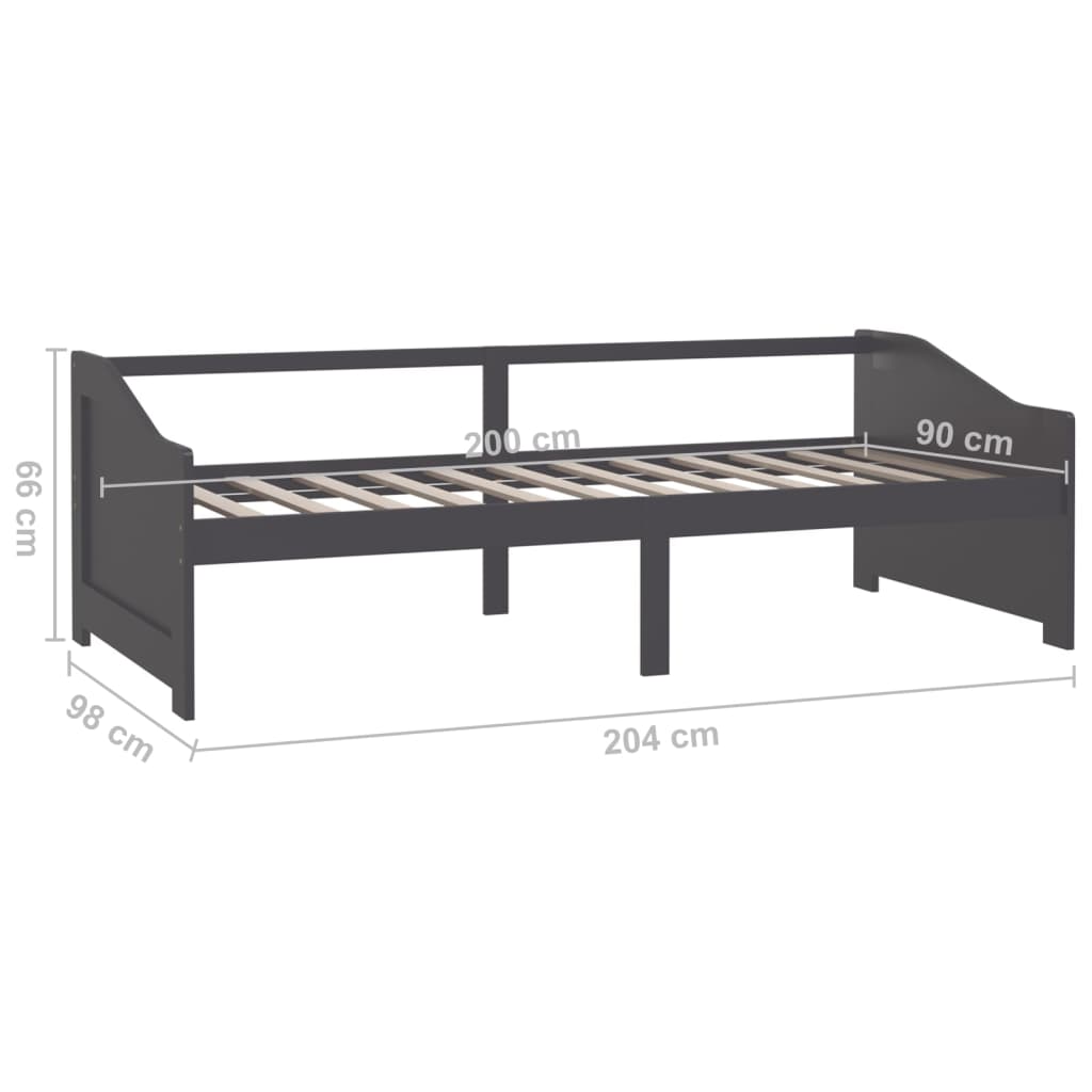 3-Seater Day Bed without Mattress Dark Grey 90x200cm
