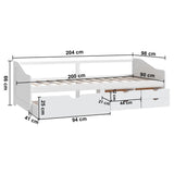 3-Seater Day Bed Without Mattress Solid Pinewood 90X200Cm
