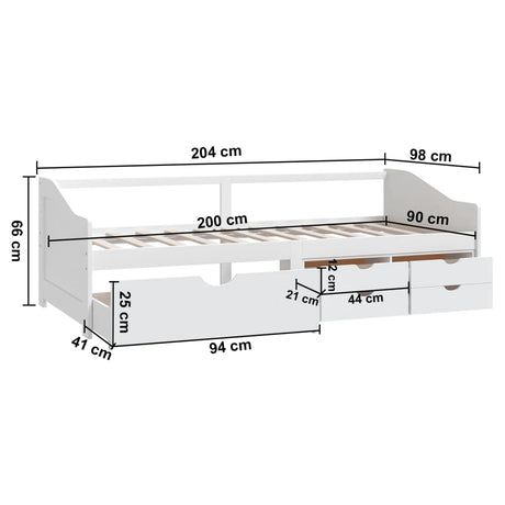 3-Seater Day Bed Without Mattress Solid Pinewood 90X200Cm