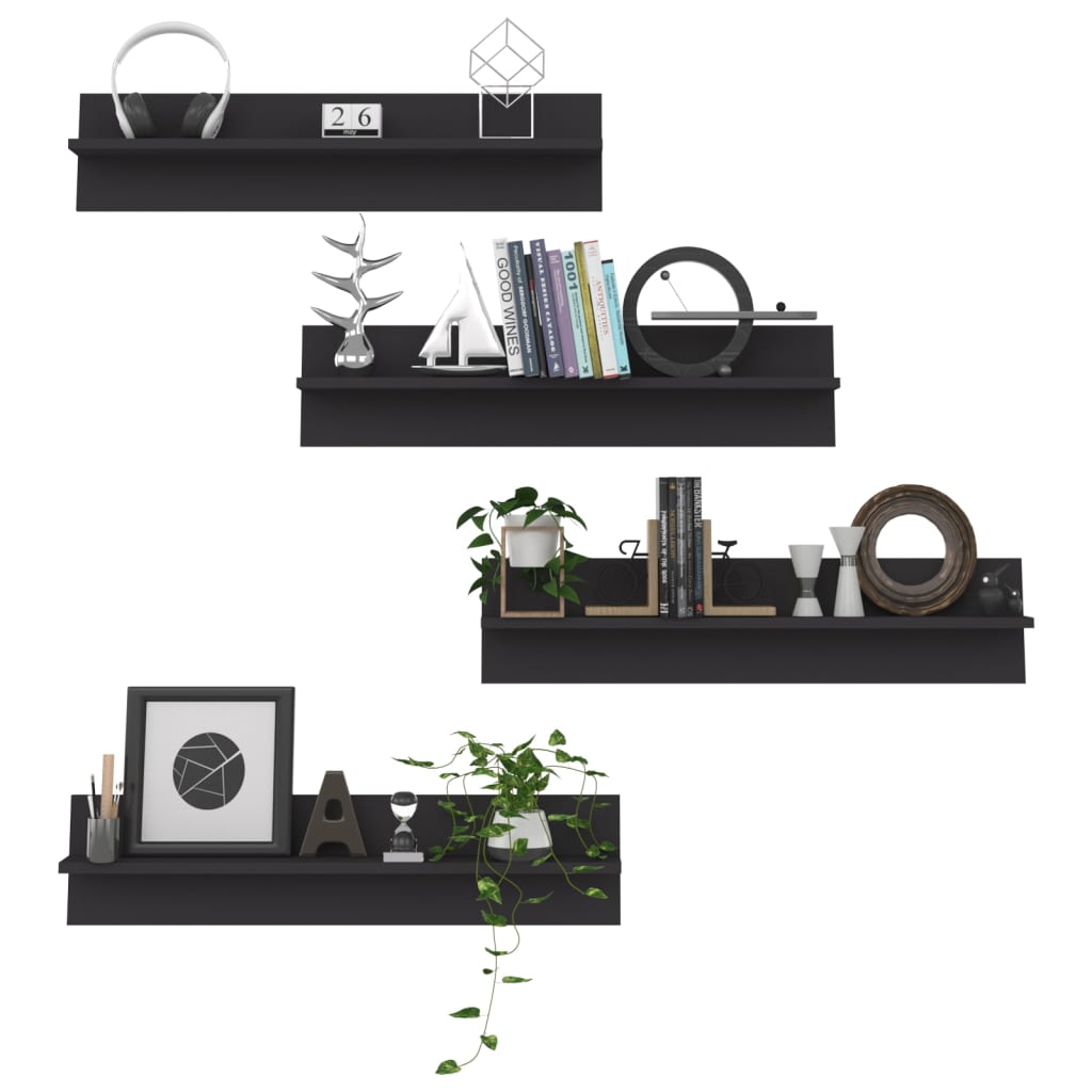 Wall Shelf 4 Pcs 80X11.5X18 Cm Engineered Wood