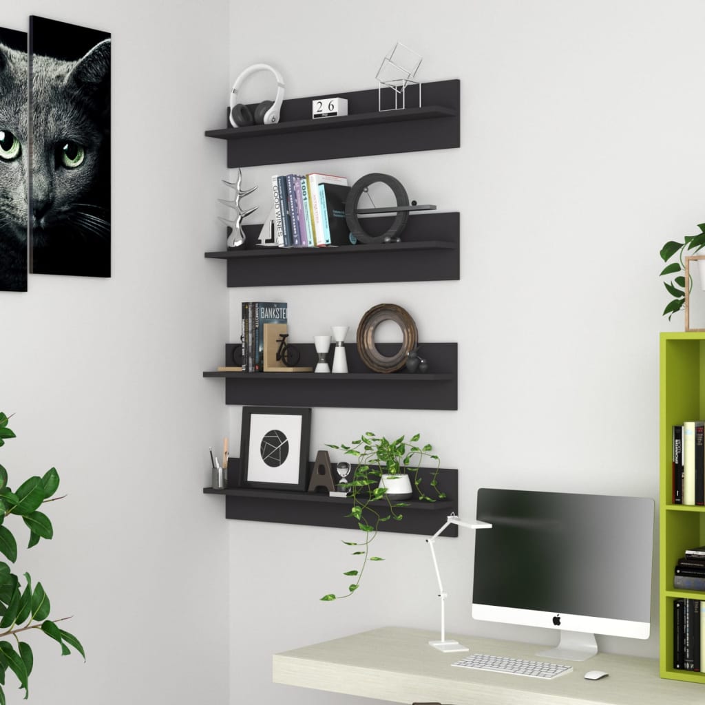 Wall Shelf 4 Pcs 80X11.5X18 Cm Engineered Wood